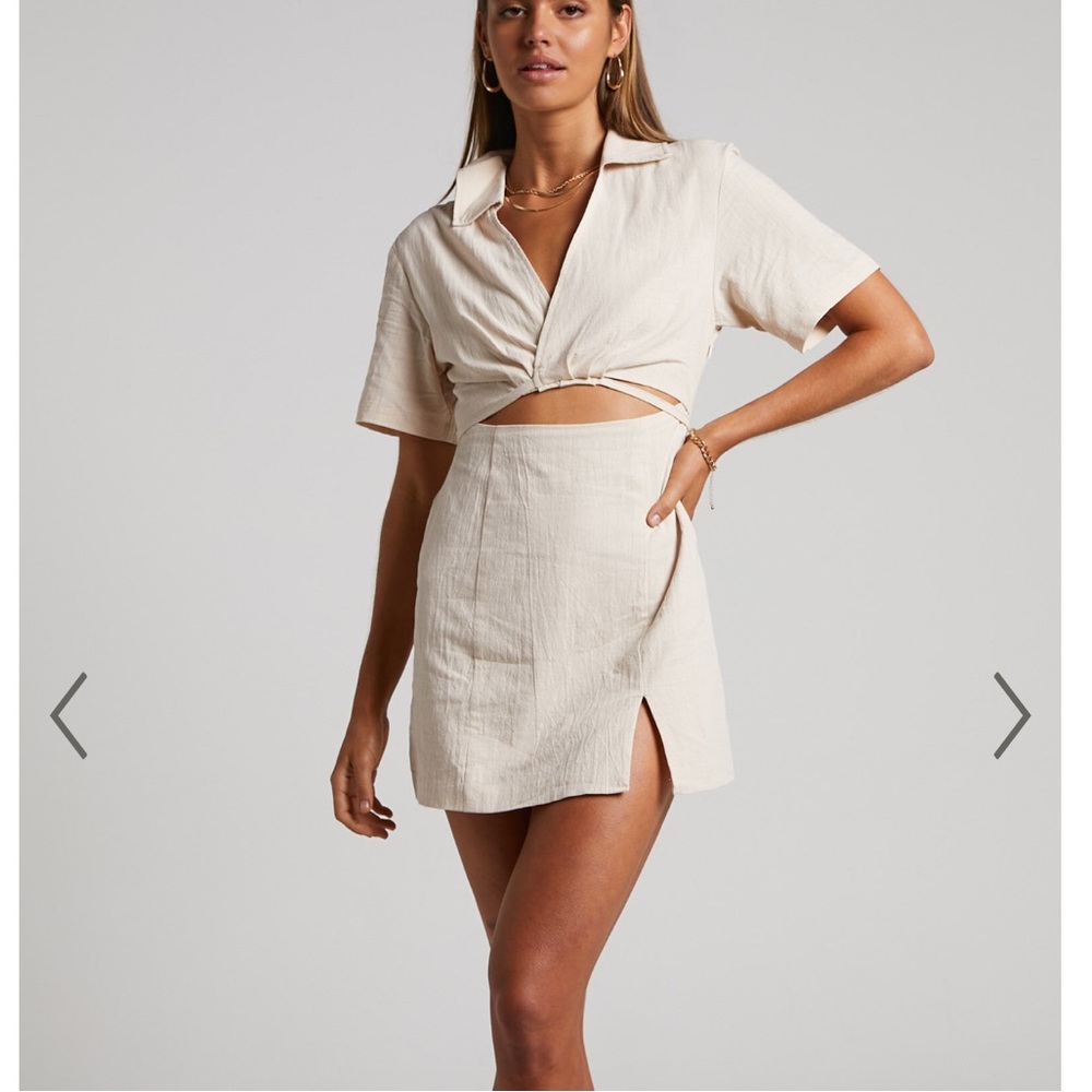 NWT Showpo cut out Marsha natural mini dress size 6